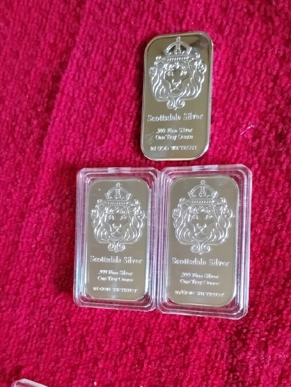 3  Silver Bar - Fine Buillon Plated in Display Cases
